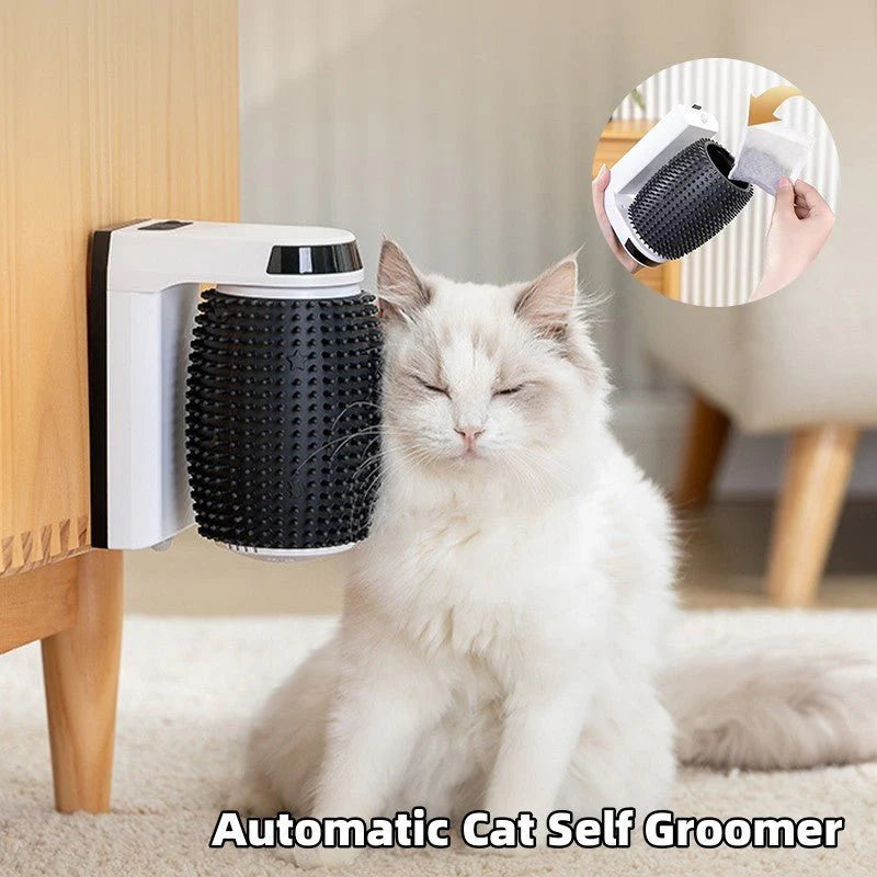 Self-Grooming Cat Corner Brush – Automatic Wall-Mounted Soft Scratcher for Cats
